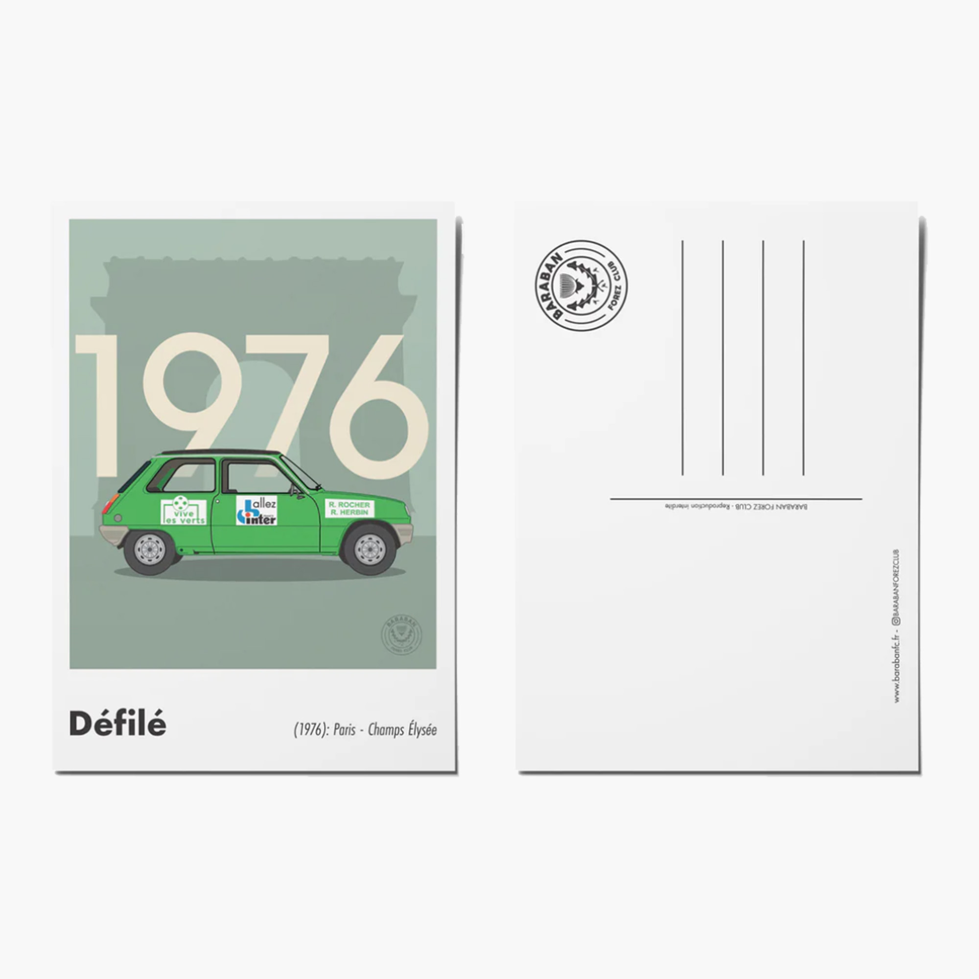 Carte postale Défilé 1976 - Baraban FC carte postale défilé 1976