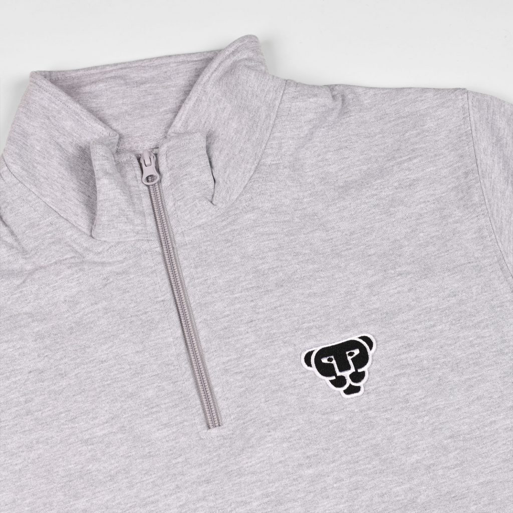 sweat zippé panthère noire gris