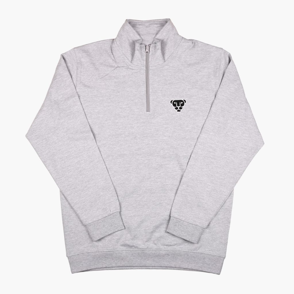 sweat zippé panthère noire gris