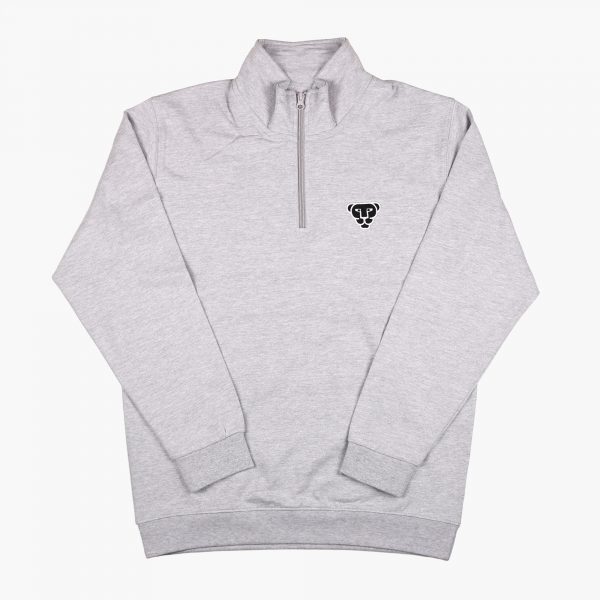sweat zippé panthère noire gris